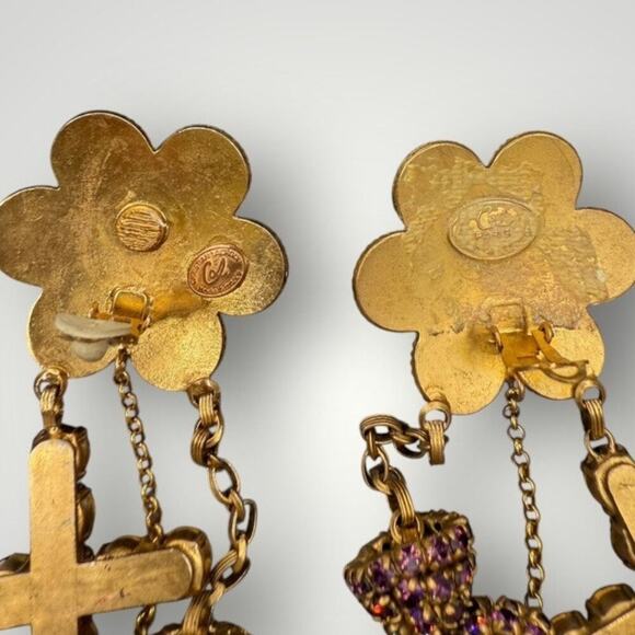 Rare Vintage Christian Lacroix Paris Statement Clip-On Earrings AS IS - Picture 9 of 16